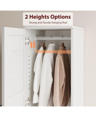 72" Narrow Armoire Wardrobe Closet with Doors, Adjustable Shelves & Hanging Rod for Bedroom, White