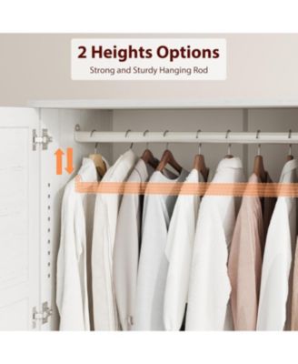 Tall Armoire Wardrobe Closet with Drawers, Adjustable Shelf & Hanging Rod for Bedroom