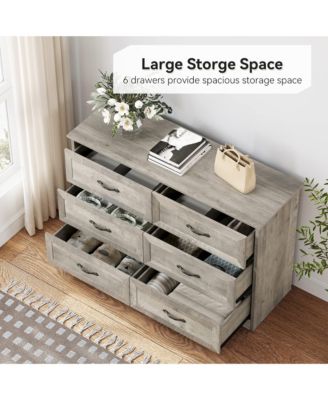 Modern 6-Drawer Dresser for Bedroom, Wide Chest of Drawers Storage Organizer