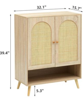 Rattan Shoe Storage Cabinet with 4 Flip Drawers, Narrow Freestanding Shoe Organizer for Entryway, Black