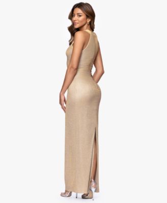 Women's Metallic Halter Neck Ball Gown