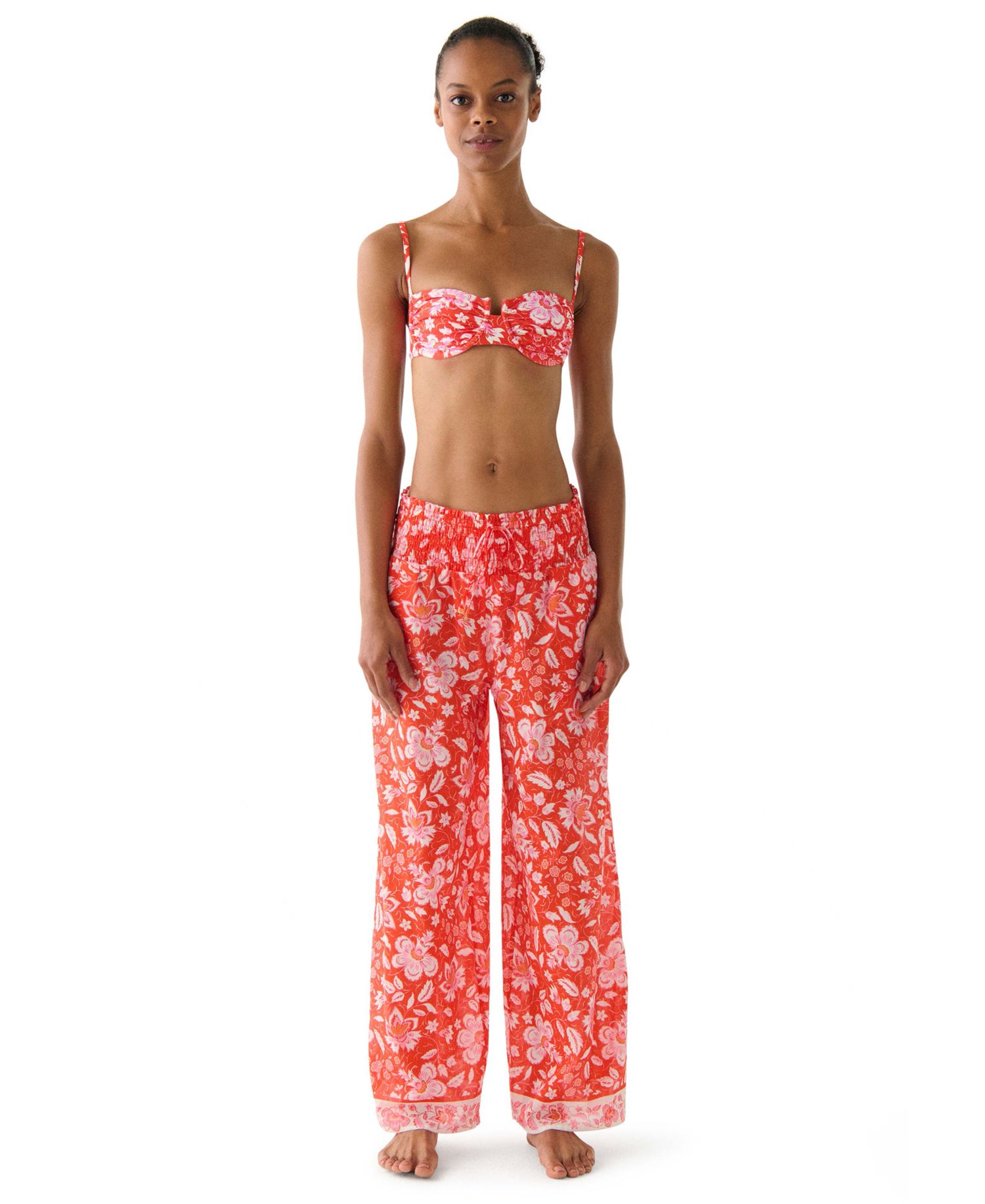 Women's Floral Wide-Leg Cover-Up Pants
