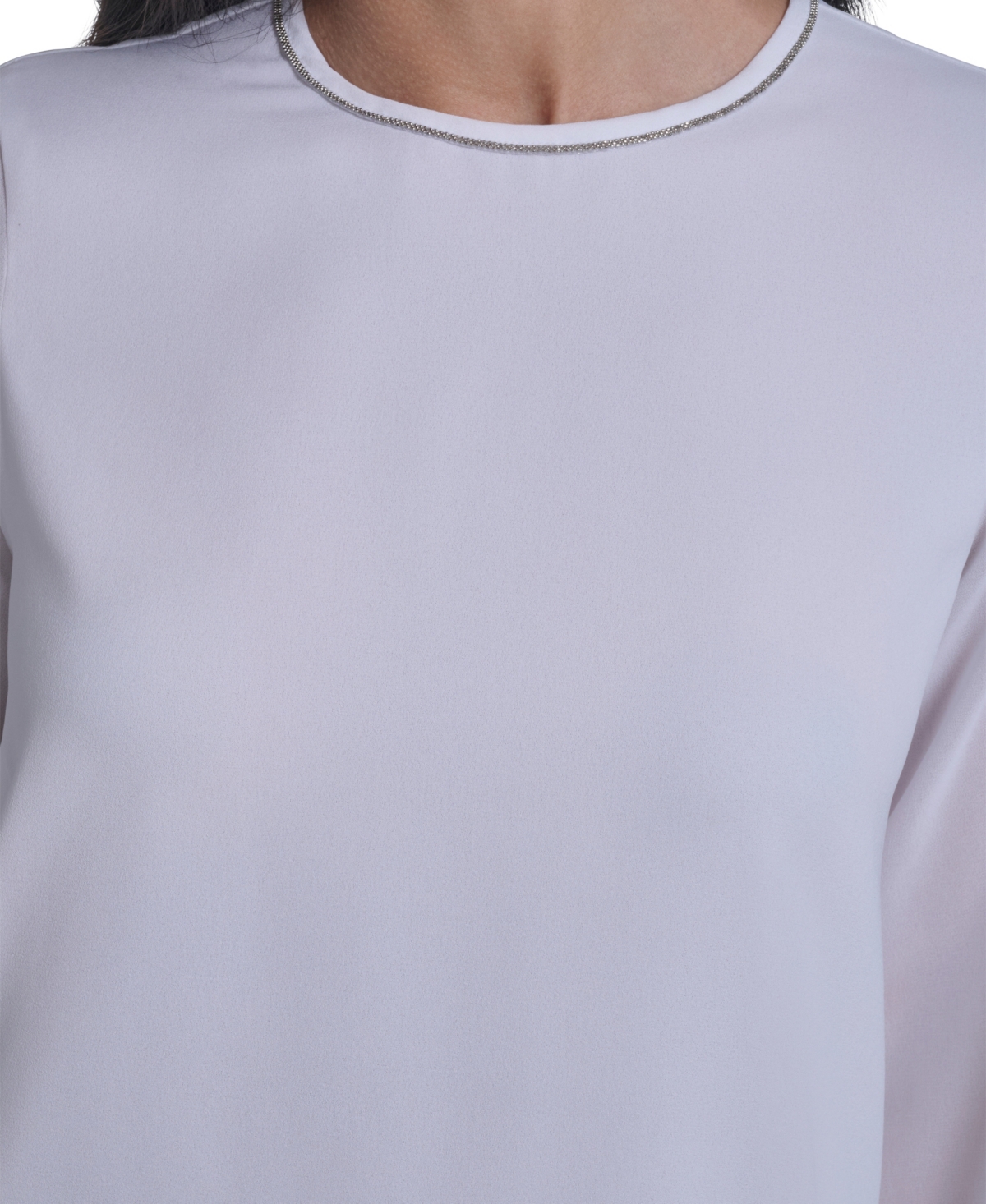 Calvin Klein Women's Mixed Media Novelty Trim Top