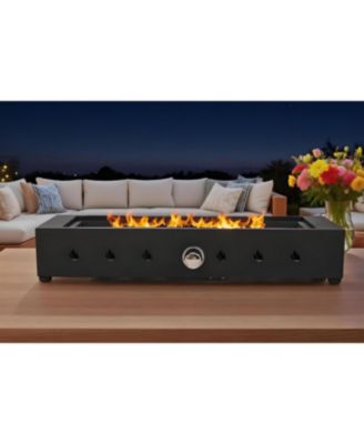 28-Inch Rectangle Fire Pit, 40000BTU Outdoor Propane, Wind-Resistant, Durable Iron