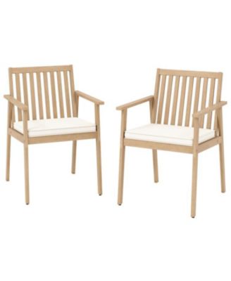 2 Pieces Patio Dining Chairs Outdoor Chairs with Removable Padded Cushion