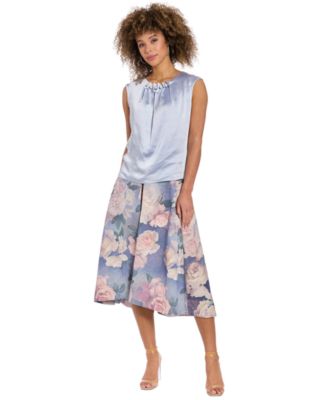 Women's Tucked Beaded Crew Neck Top