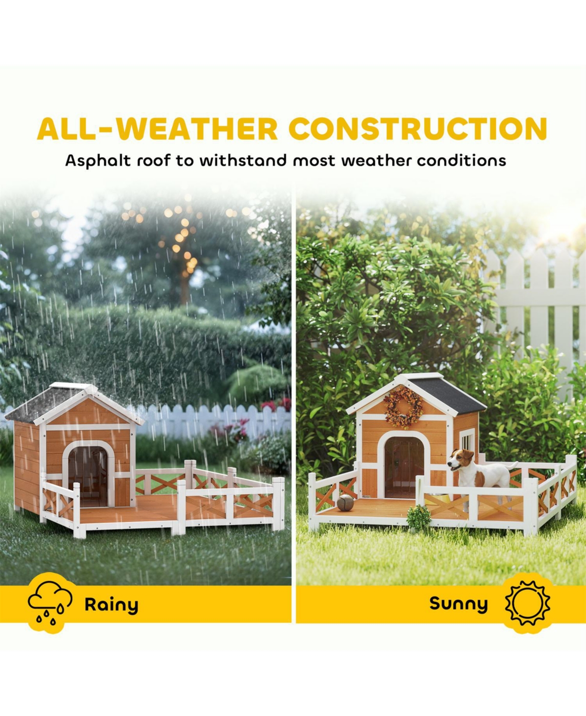 Aostirmotor Dog House Outdoor Wooden Dog Shelter in Orange