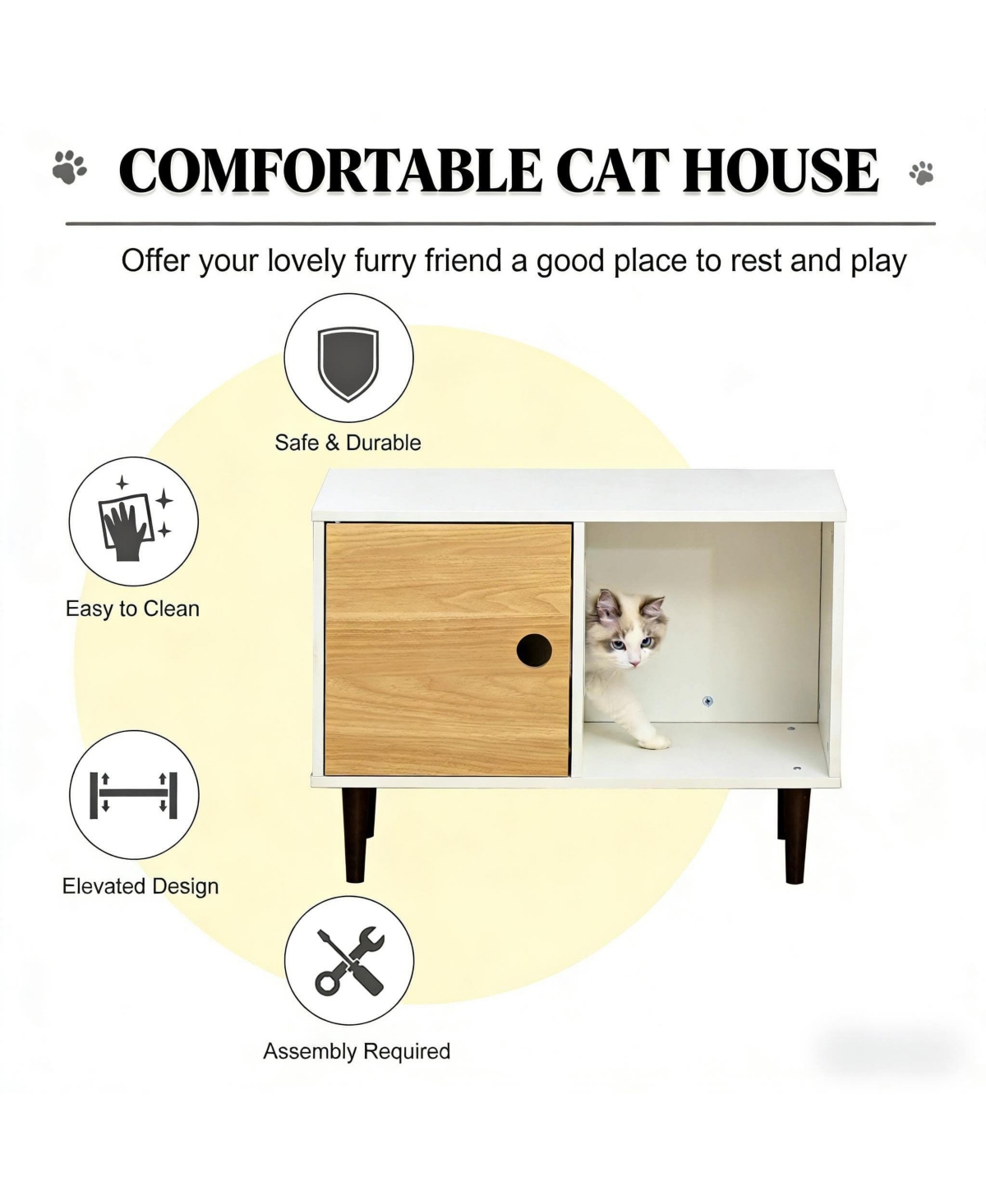 Zeus & Ruta Elevated Cat House Wooden Cat House