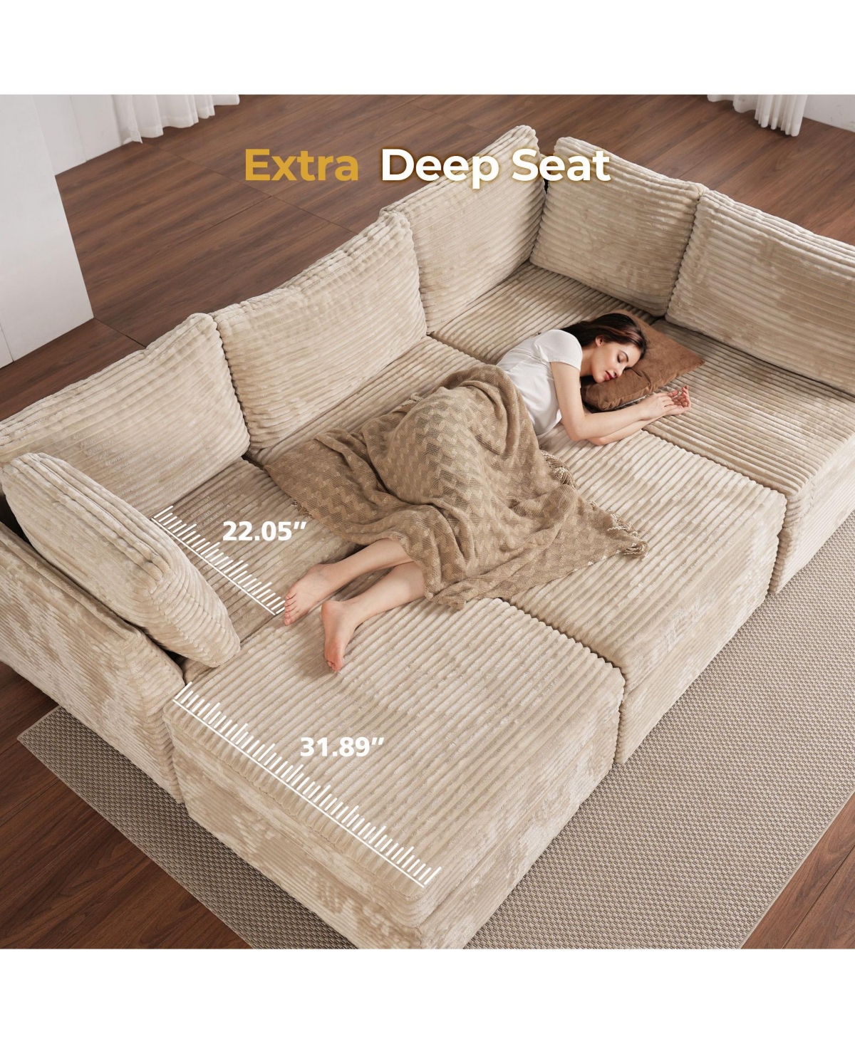 Xizzi 128''×96'' Modular Sectional Sofa , 8-Piece U-Shaped Deep Seat Cloud Couch with Chaise Ottoman