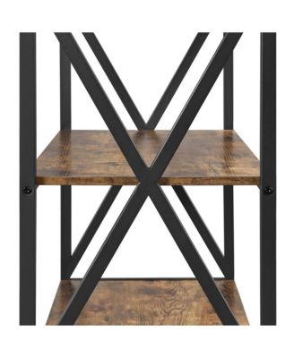 64.5"H 6-Tier Metal & Particleboard Wine Rack, 10 Hooks, Power Outlets, Adjustable Feet Rustic Baker s Rack