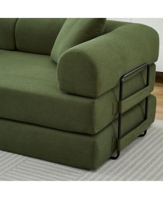 Folding Sofa Bed, 78.5" Convertible Couch with 2 Pillows, Fold Out Mattress