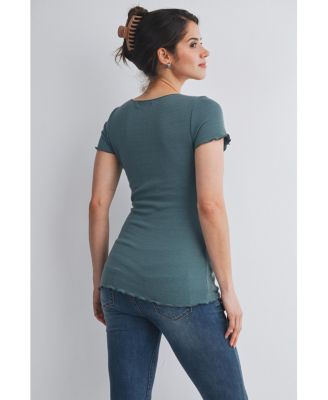 Maternity Scoop Neck Short Sleeve Ribbed Top