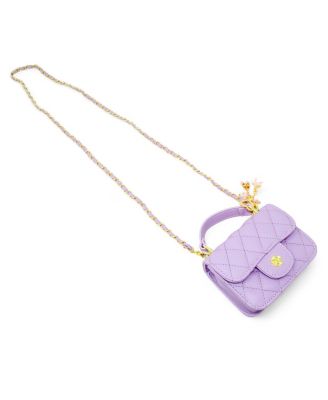 Tiny Quilted Ballet Charm Handbag, Purple
