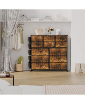12-Drawer Fabric Dresser for Bedroom, Storage Chest of Drawers, Brown