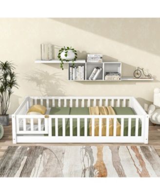 Floor Bed with Fence & Door, Rubber Wood