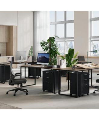 3-Drawer Rolling File Cabinet with Lock, Wooden Mobile Filing Cabinet for Home Office & Under Desk Storage