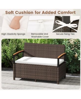 Outdoor Deck Box Storage Bench with Padded Seat Cushion