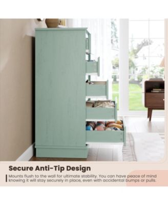 5-Drawer Tall Dresser for Bedroom, Wooden Chest of Drawers with Deep Storage for Living Room, Green