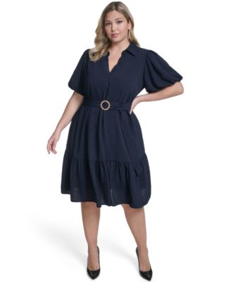 Plus Size Single Tiered Shirt Dress