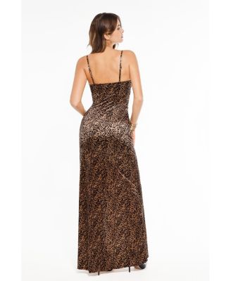 Women's Shapewear Satin Deep-V Front Slit Maxi Dress