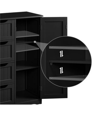 Wooden Bathroom Cabinet 32.5-Inch Height with 4 Drawers and Cupboard