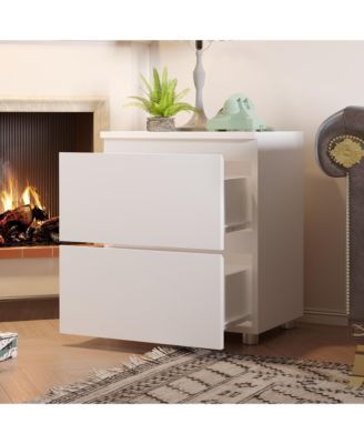 2-Drawer White Nightstand, End Table, Bedroom Bedside Dresser Chest