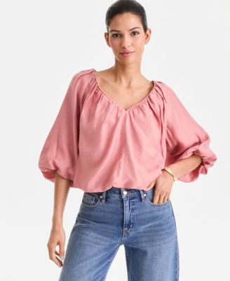 Women's 3/4 Sleeve Bubble-Hem Blouse