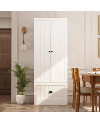 27.6'' W x 70.9'' H White Freestanding Utility Storage Cabinet, Pantry