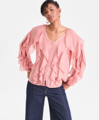 Women's Long-Sleeve Ruffled Blouse