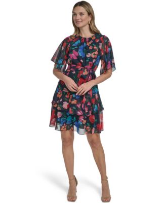 Petite Jewel Neck Double-Tiered Dress