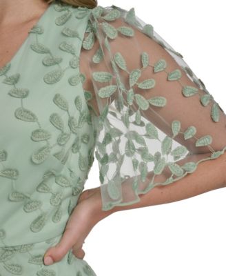 Petite Flutter-Sleeve V-Neck Midi Dress