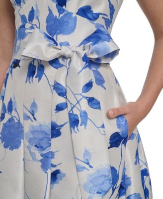 Petite Shantung Sleeveless V-Neck Dress