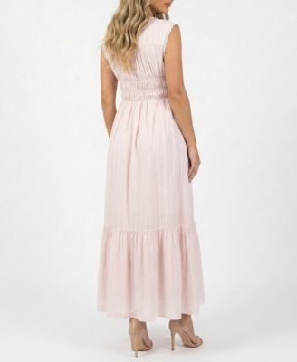 Women's Lace Trim Smocked Waist V-Neck Dress