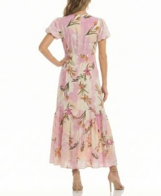 Women's V-Neck Floral Print Fit & Flare Dress