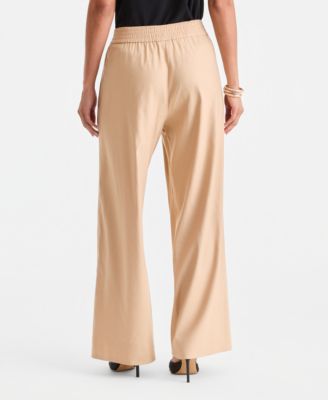 Women's Linen-Blend Wide Leg Pull On Pants