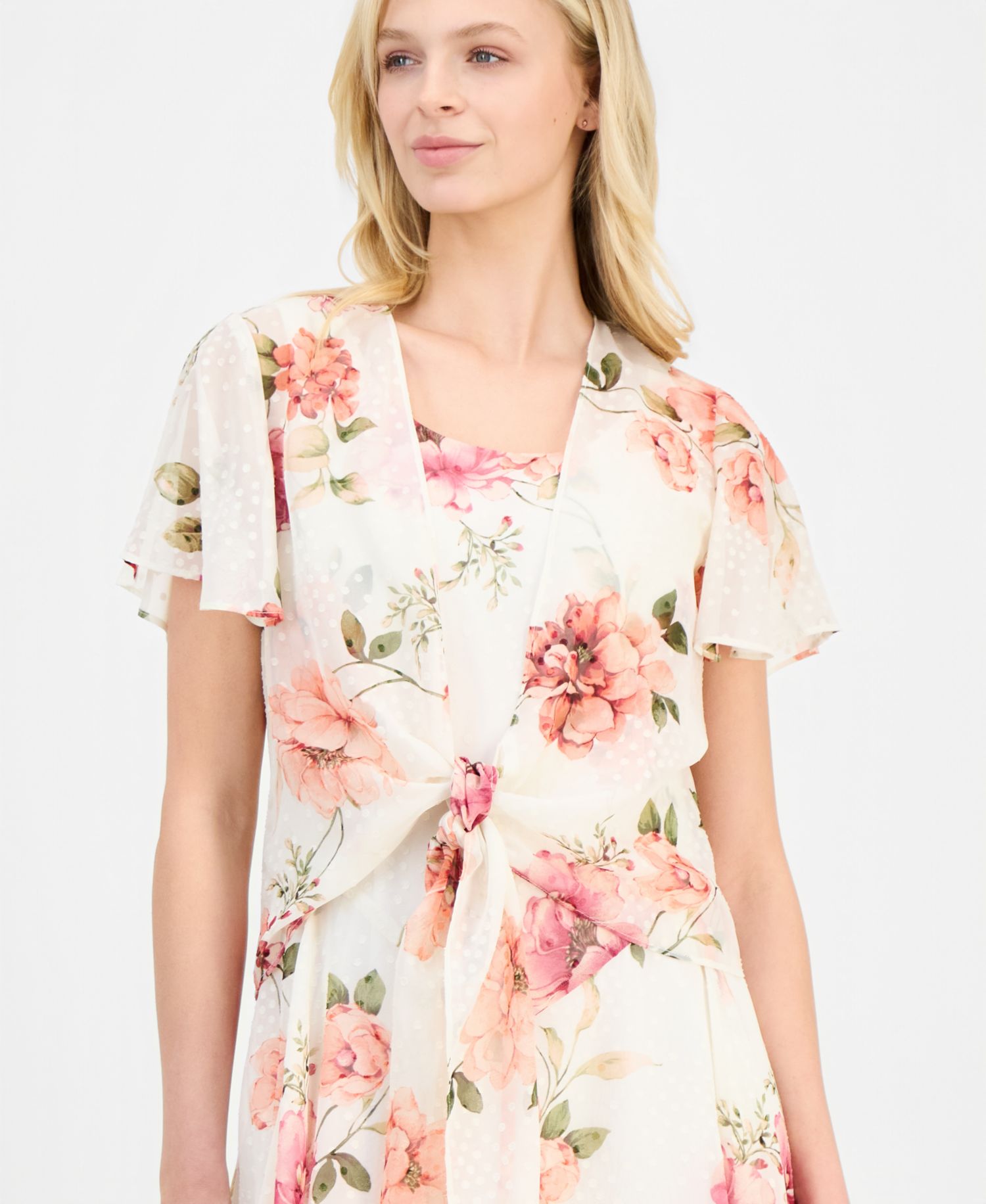 Women's Handkerchief-Hem Chiffon-Jacket Dress