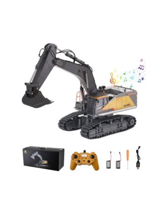 Remote Control Excavator Toy, 11 Channel, 1:14 Scale Remote Control Digger Toy, RC Excavator with Lights & Sound