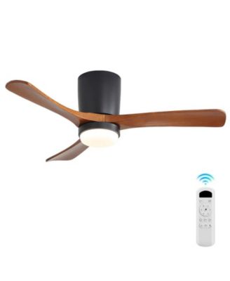 42-inch Minimalist Black 3-Blade Flush Mount Ceiling Fan with Light Remote Control and Timing Function