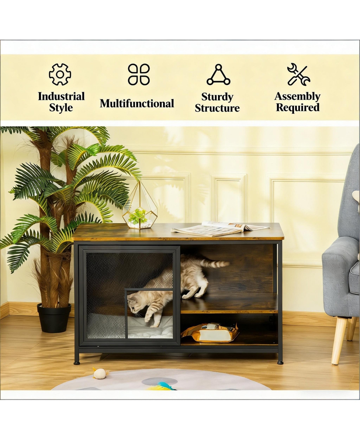 Zeus & Ruta End Table Cat House Wooden Cat House