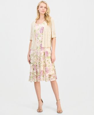 Women's Printed Fit & Flare Dress & Shrug