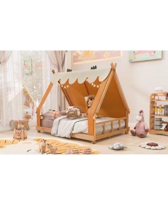 Full Size House Bed with Tent and Light
