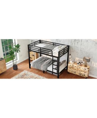 Metal Twin over Twin Bunk Bed, Space-Saving, Noise Reduced, Black