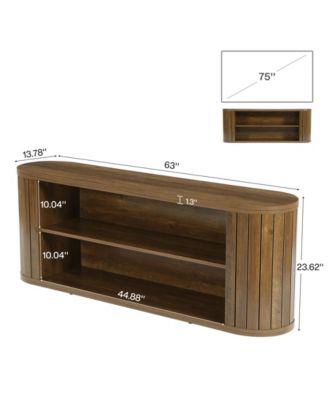 TV Stand for 55/60/65/75-Inch TVs, Farmhouse Entertainment Center with 3-Tier Storage Shelf, 63" TV Consoles for Living Room, Bedroom