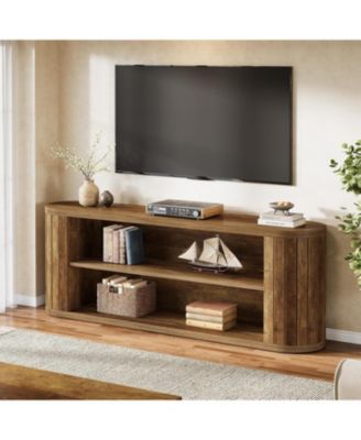 TV Stand for 55/60/65/75-Inch TVs, Farmhouse Entertainment Center with 3-Tier Storage Shelf, 63" TV Consoles for Living Room, Bedroom