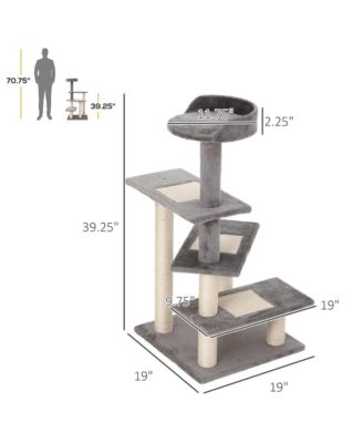 Gray 40" 5-Level Revolving Stair Cat Tree Scratcher