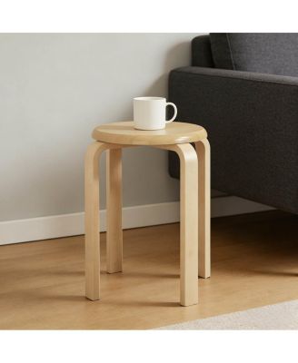 Streamdale Stackable Bentwood Stool Set of 4, 18" Round Stacking Backless Nesting Stools, Natural