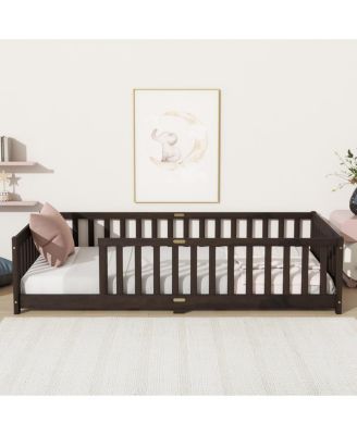 Twin Size Floor Bed with Fence