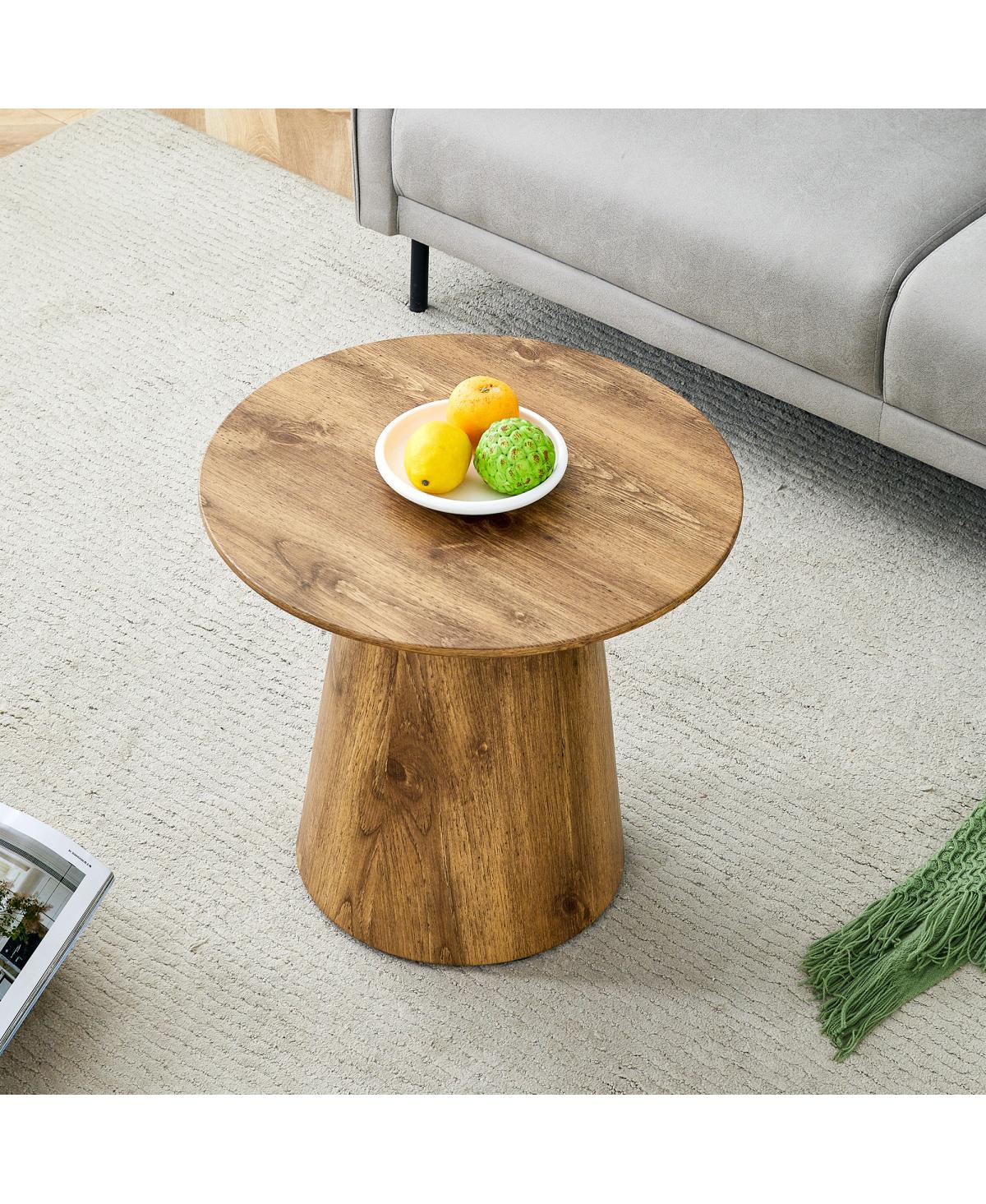 Streamdale Furniture Wood Grain Mdf Round Coffee Table - 19.6" D, 18.8" H