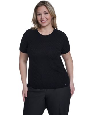 Plus Size Short-Sleeve Crew Neck Sweater