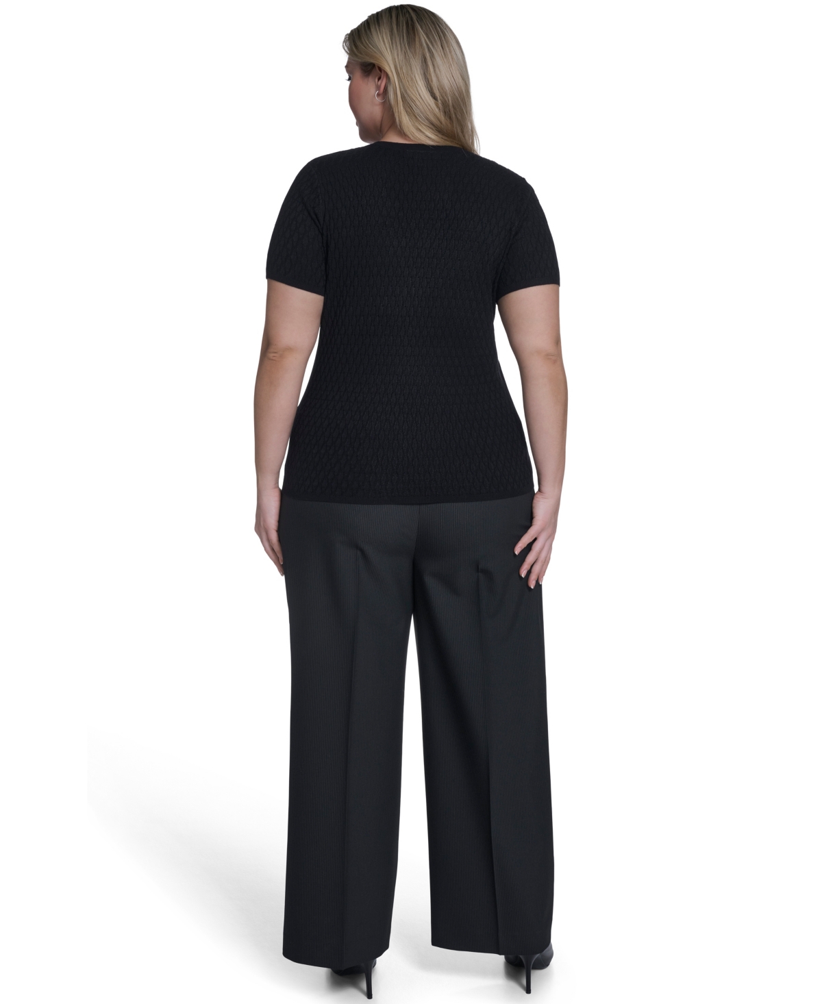 Calvin Klein Plus Short-Sleeve Crew Neck Sweater